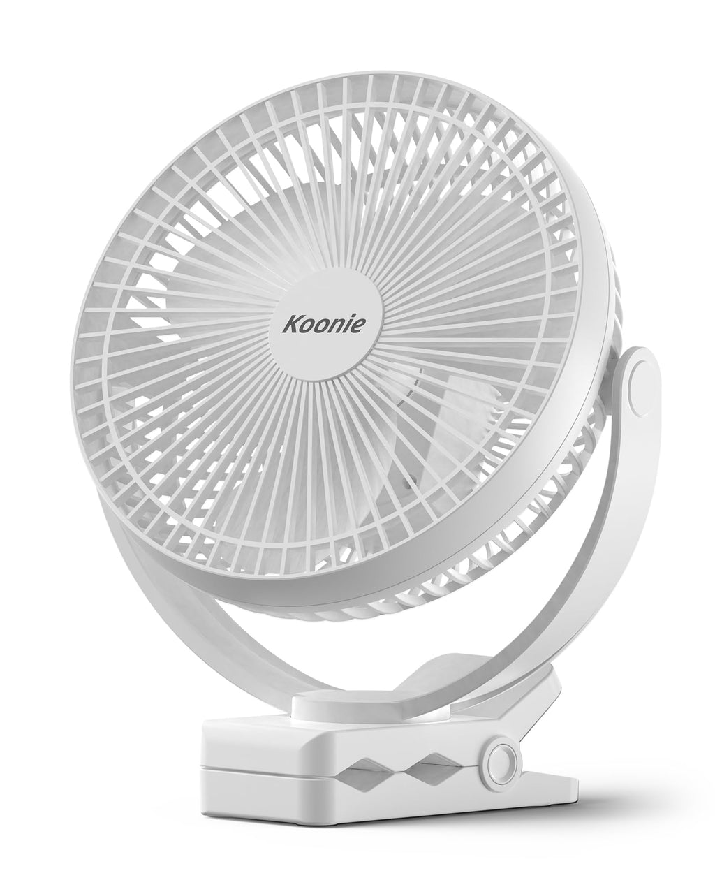 Rechargeable Clip-On Portable Fan – 8-Inch, 10000mAh, 4 Speeds, USB (White)